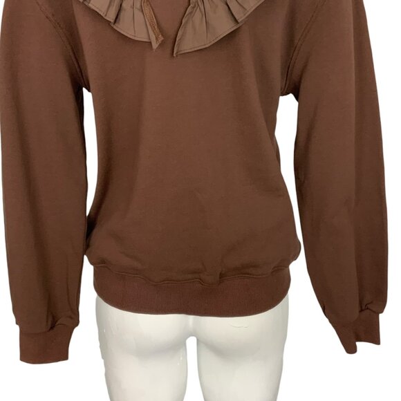 Wild Shark Surfing Sweatshirt By Panduola Studio S/M Brown Long Sleeve Upcycled - Picture 10 of 12